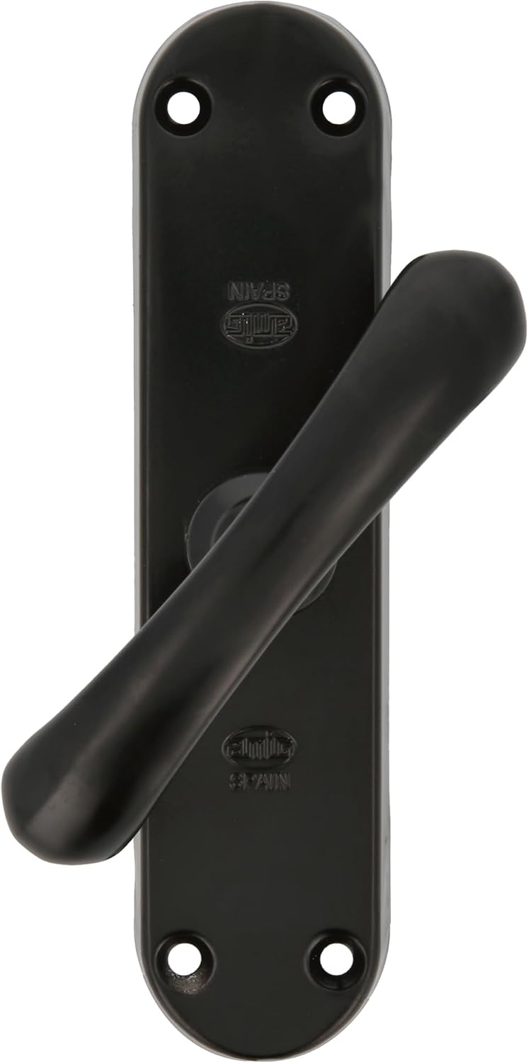 Amig - Morceau De Surmonter Noir Pour Fenêtres | Fermeture De Sécurité En Acier Avec Poignée | Comprend 5 Supports | Dimensions : 150 X 38 Mm