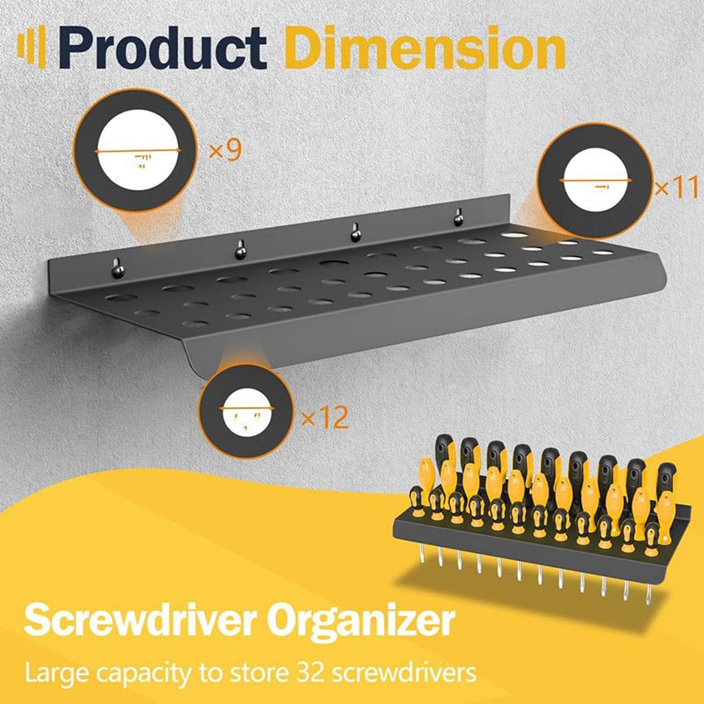 Screwdriver Storage Rack - 2 Piece Wall Mounted Organizer | Heavy Duty Tool Holder For Pliers, Multifunctional Storage Solution For Repair Workshops Garages E