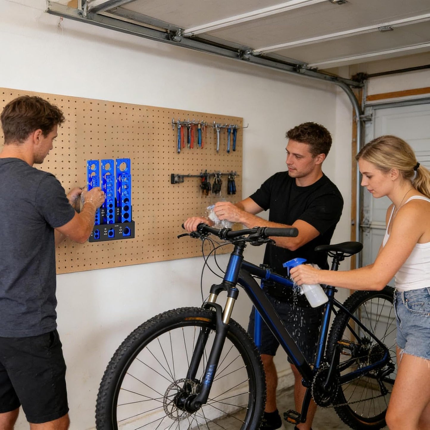 Générique Support Mural Pour Vélo,Support Mural 6 Emplacements Pour Vélo Et établi | Range-outils à Fixation Par Serrage,pour Garage Atelier Abri Maison