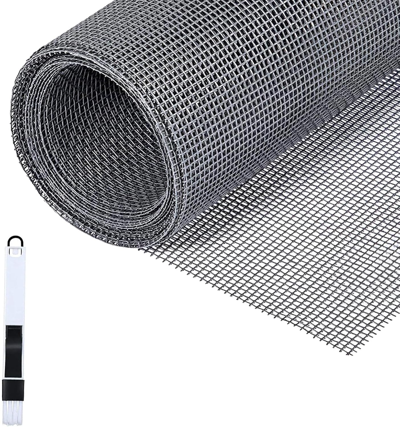 Fillis Window Insect Screen, 150 X 500 Cm, Fibreglass Insect Screen By The Metre DIY With Cleaning Brush, Mosquito Net For Windows, Balcony Door And Living Room, Grey (Pack Of 2)