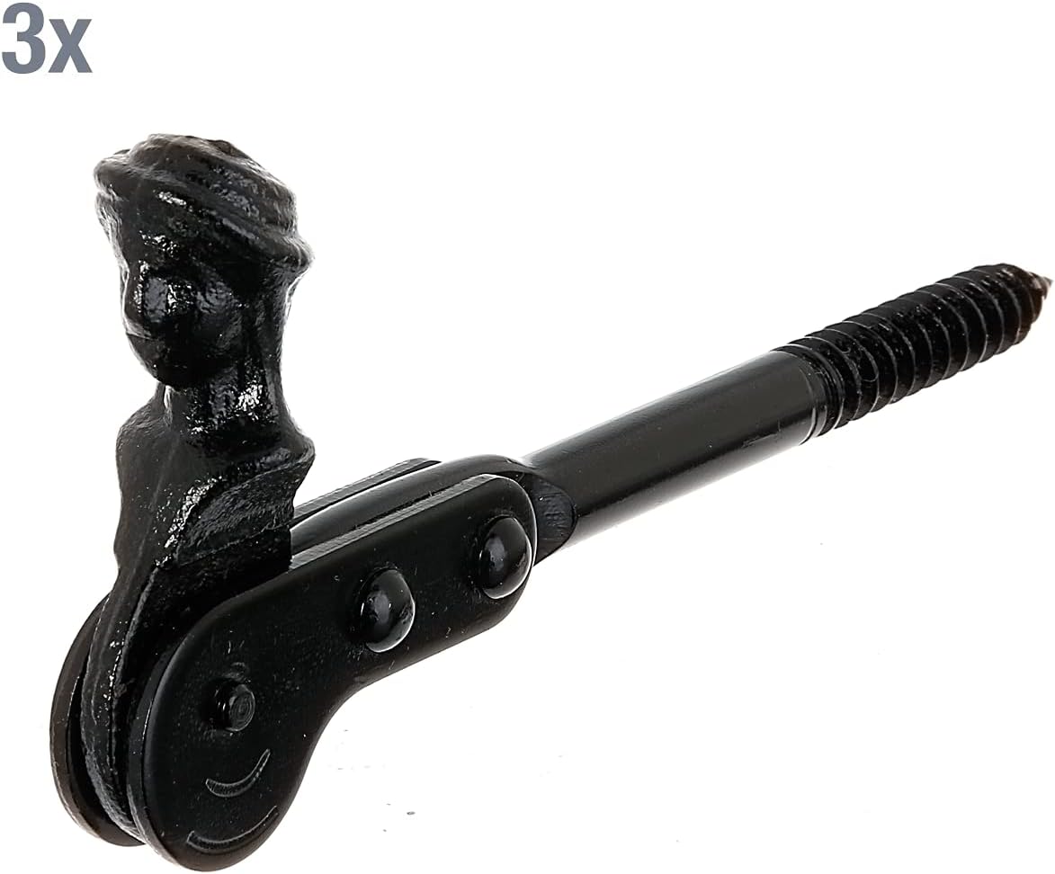  Alberts 307486 Shepherdess Head Shutter Stop | Screw Or Seal | Black Lacquered | 126.5 Mm | Set Of 3 Pieces
