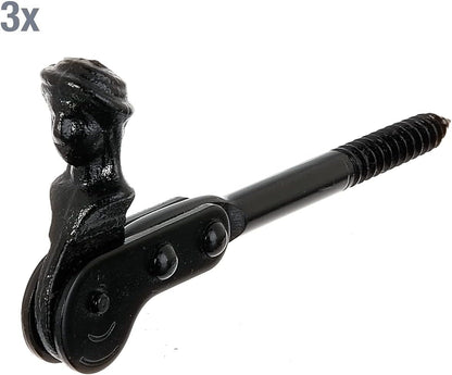  Alberts 307486 Shepherdess Head Shutter Stop | Screw Or Seal | Black Lacquered | 126.5 Mm | Set Of 3 Pieces