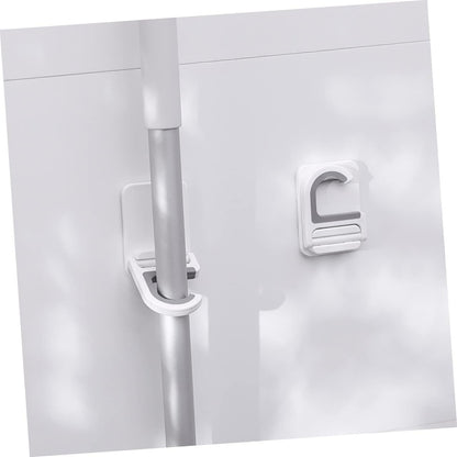  Angoily 9 Pieces Hook For Wall Mop Holder White Wall Clip Silica Gel No Punching