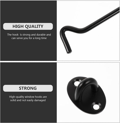  Healvian Crochets De Verrouillage De Fenêtre Solides Et Résistants En Acier Inoxydable Noir Lot De 2 Pour Sécuriser Fenêtres Coulissantes