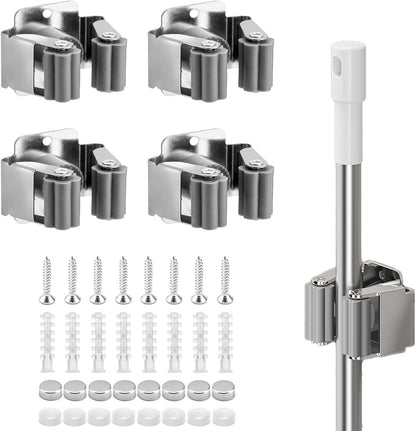  Lot De 4 Supports De Balai Antidérapants En Silicone - Fixation Murale - Pour Salle De Bain, Cuisine, Jardin, Placard, Garage