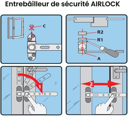  AIRLOCK With Push Button Nickel - Window Restrictor - SOCONA Ref. L4