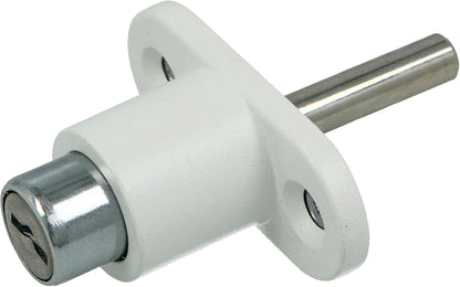  Amig - Security Lock For Sliding Windows Mod.45 | Zip Lock With 2 Keys + Lag Screws For Installation | Made Of Steel With White Finish | Dimensions: 53 X 23 Mm