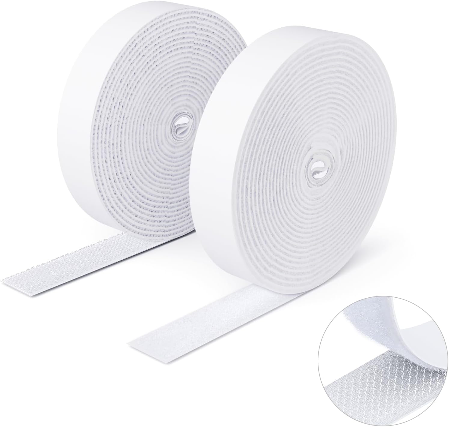  Double Sided Hook And Loop Tape, 20MM X 8M Self Adhesive Tape, Heavy Duty Tape, Interlocking Tape For Photo Frame, Mosquito Net, Carpet, DIY - White