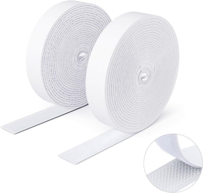  Double Sided Hook And Loop Tape, 20MM X 8M Self Adhesive Tape, Heavy Duty Tape, Interlocking Tape For Photo Frame, Mosquito Net, Carpet, DIY - White
