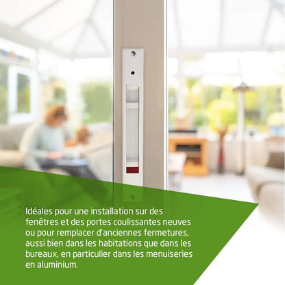  Amig - Recessed Lock For Windows And Sliding Doors In Aluminium - Recessed Hook Lock - Dimensions: 174 X 23 Mm - Colour White - Square Edge - Installation With Screws
