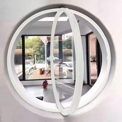  Round Rotating Window Aluminum Alloy Window Wall Mounted Tempered Glass Porthole With Handle Decorative Casement Window For Kitchen And Home, White 3.5cm/21.6"