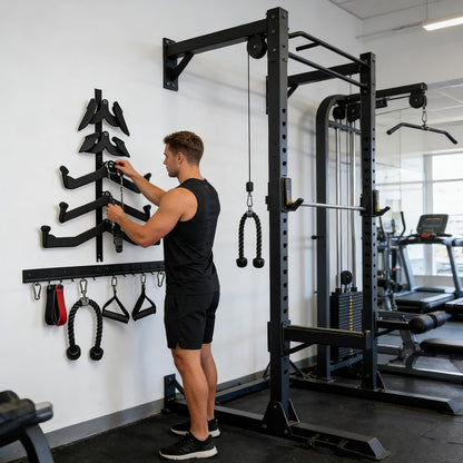  Support Mural Pour Barre De Jalon – Organisateur De 5 Pièces Résistant | Porte-accessoires De Machines D'exercice, Pour équipement De Fitness Dans Le Garage Pour Hommes Et Femmes