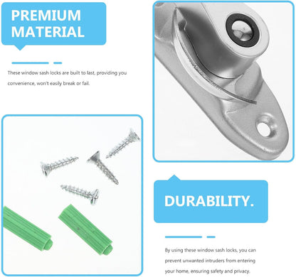  Ciieeo Ensembles De Verrous En Pvc Pour Fenêtre Coulissante Lot De 2 Argenté, Surface Lisse, Garantissant Sécurité Et Intimité Pour Maison Cuisine