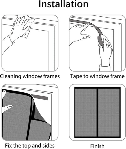  Moustiquaire Magnétique Pour Porte Fenêtre 143 X 126 Cm Anti-Mosquito Auto-Adhésif Rideau Sans Perçage Facile à Installer Pour Salon Fenêtre Balcon, Noir