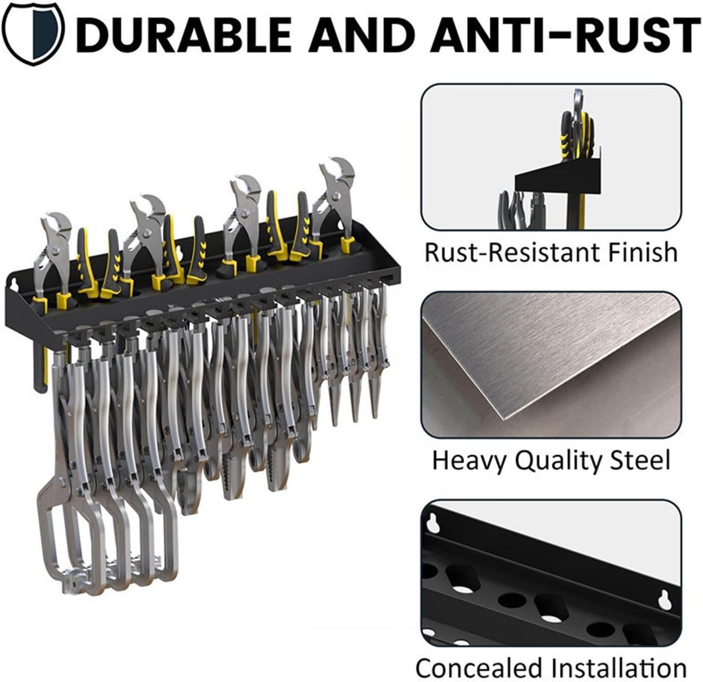  Générique Organiseur Mural Pour Outils,Support Pour Pinces - Rangement D'outils Robuste - Pour Jardin Cour Arrière Garage Patio Sous-Sol Atelier Entrepôt