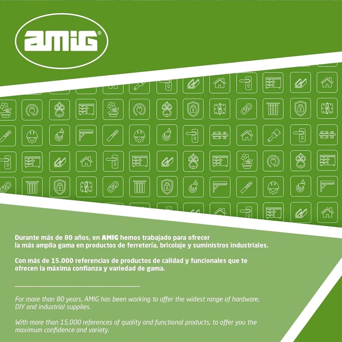 Amig - Security Lock For Sliding Windows Mod.45 | Zip Lock With 2 Keys + Lag Screws For Installation | Made Of Steel With White Finish | Dimensions: 53 X 23 Mm