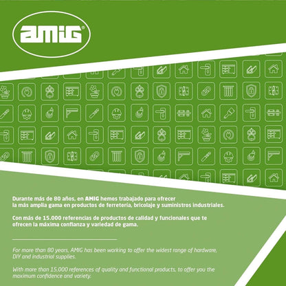  Amig - Security Lock For Sliding Windows Mod.45 | Zip Lock With 2 Keys + Lag Screws For Installation | Made Of Steel With White Finish | Dimensions: 53 X 23 Mm