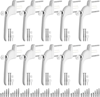  Neoteck Pack Of 10 Universal Lockable Window Handles With Double Glazing, Suitable For All Windows And Balcony Doors, Rod Length 10 Mm, 15 Mm, 30 Mm, 43 Mm, 55 Mm