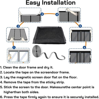  Moustiquaire Magnétique Pour Fenetre 138 X 67 Cm Puissants Aimants, Anti Insecte Moustiquaire De Balcon Sans Perçage, Avec Bande Magique Pour Chambre Salon Cuisine, Noir