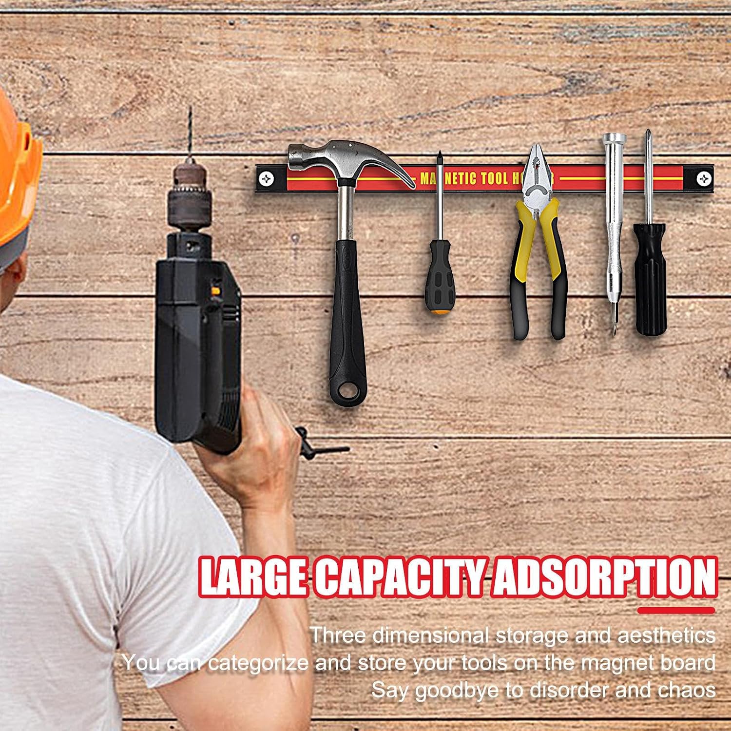  Generisch Barre D'outils Magnétique, Organisateur D'outils Mural, Grande Capacité, Gain De Place, Pour Atelier, Atelier, Maison