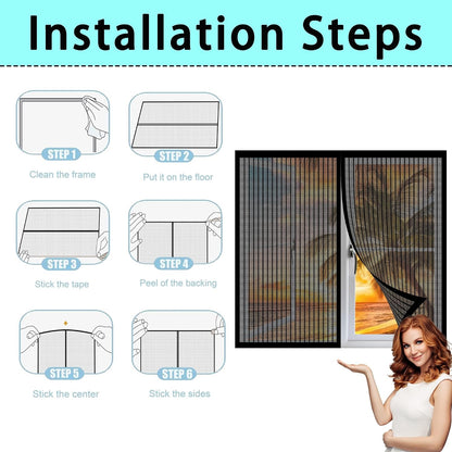  Magnetic Window Mosquito Net 126 X 204 Cm Magnetic Mosquito Net Without Tools Powerful Magnets For Window Doors Patio, Black