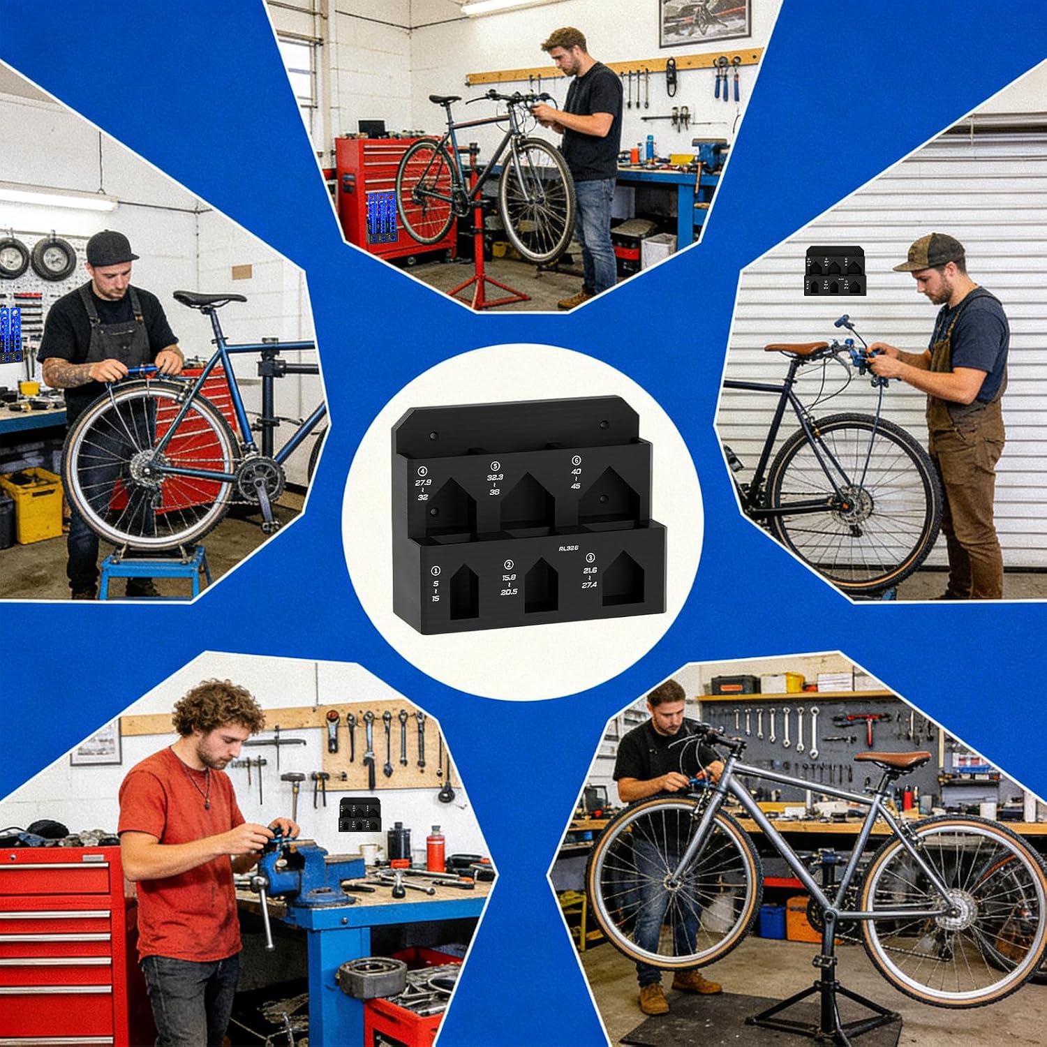  Generisch Support Mural Pour Vélo, Avec 6 Emplacements Et De Rangement, Pour Atelier, établi, Abri De Jardin, Mur Perforé, Usage Domestique
