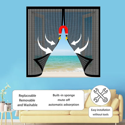  Mosquito Nets For Windows, 137 X 107 Cm, Automatic Anti-Mosquito Curtain, Powerful Magnets, Automatic Window Closure, Prevents Mosquitoes, White
