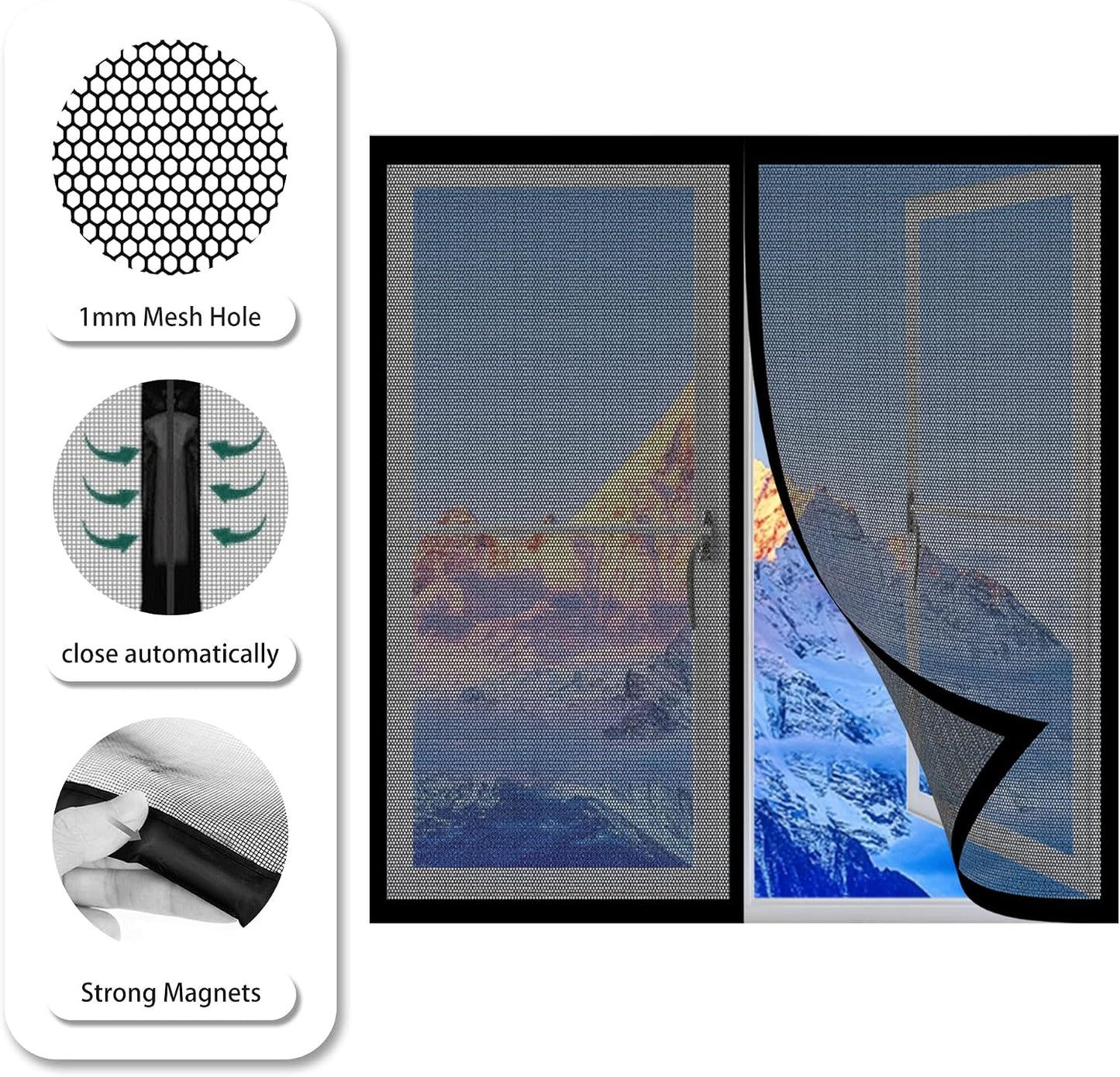  Mosquito Nets For Windows, 65 X 126 Cm, Made To Measure To Prevent Insects From Entering For Windows Doors, Black
