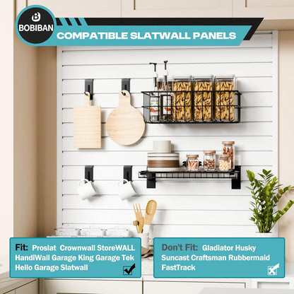  Lot De 24 Accessoires Pour Mur à Lattes En Métal, étagères Et Crochets, Kit De Rangement Mural à Lattes Robustes Pour Magasins, Garage Et Rangement De Pièce (noir, 24 Pièces)