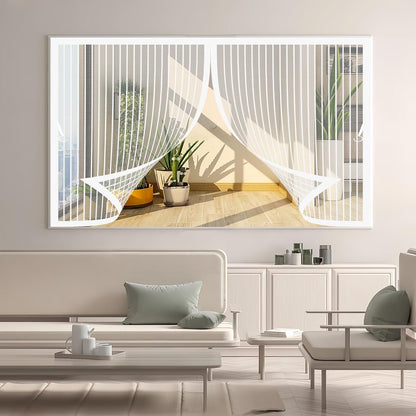  Mosquito Net Window Curtain 73 X 113 Cm (W X H) Anti-Mosquito Automatic Closing No Drilling Fine Mesh Made To Measure For Balcony Doors, Cellar Doors, White