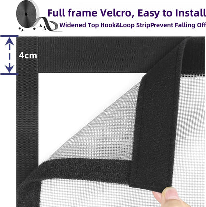  Moustiquaire Fenetre Aimantée 80 X 163 Cm (Personnalisable),Puissants Aimants, Fermeture Automatique Fenêtre Moustiquaire Magnétique Rideau Avec Fermeture Aimantée Sans Perçage, Noir