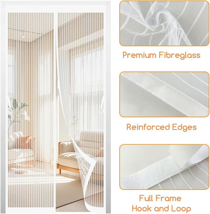  Mosquito Net Window Curtain 73 X 113 Cm (W X H) Anti-Mosquito Automatic Closing No Drilling Fine Mesh Made To Measure For Balcony Doors, Cellar Doors, White