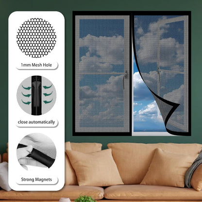  Mosquito Net Window Without Drilling 153 X 123 Cm Magnetic Window Curtain With Automatic Stop For Bay Window Sliding Window, Black
