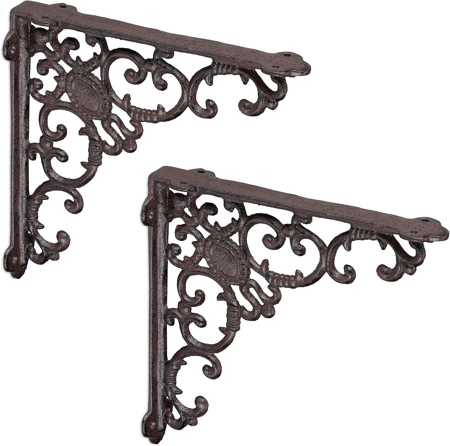  Relaxdays Set Of 2 Antique Cast Iron Bracket Wall Shelf Bracket Baroque Ornaments Bronze
