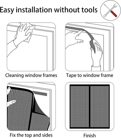  Magnetic Insect Screen Door Window Curtain 138 X 167 Cm Easy Installation For Living Room Window Black