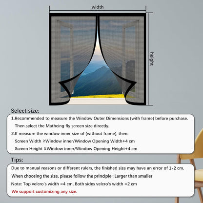  Mosquito Net For Windows, 133 X 120 Cm, Magnetic Window Curtain With Strong Magnets For Windows, Prevents Mosquitoes From Passing In, White