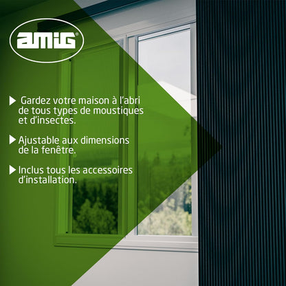  Amig - Sliding Screen For Windows | White Aluminium And Grey Fiberglass Mesh | Adjustable And Cut To Size | Quick Installation On Window Frame | 70 X 130 Cm