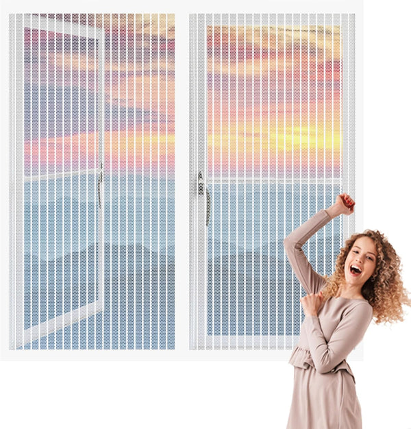  Mosquito Nets For Windows, 137 X 107 Cm, Automatic Anti-Mosquito Curtain, Powerful Magnets, Automatic Window Closure, Prevents Mosquitoes, White