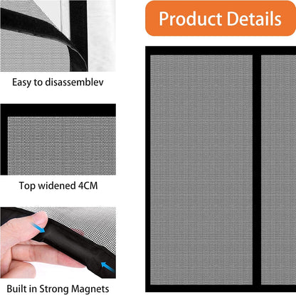  Window Mosquito Net 149 X 107 Cm Anti-Mosquito Self Adhesive Breathable Curtain Mesh Ultra Thin Mesh For Window Patio Doors, Black