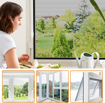  AiQInu Set Of 4 Universal Anti-Mosquito Window Insect Screen With Adhesive Tape - Fine Mesh - No Drilling Required