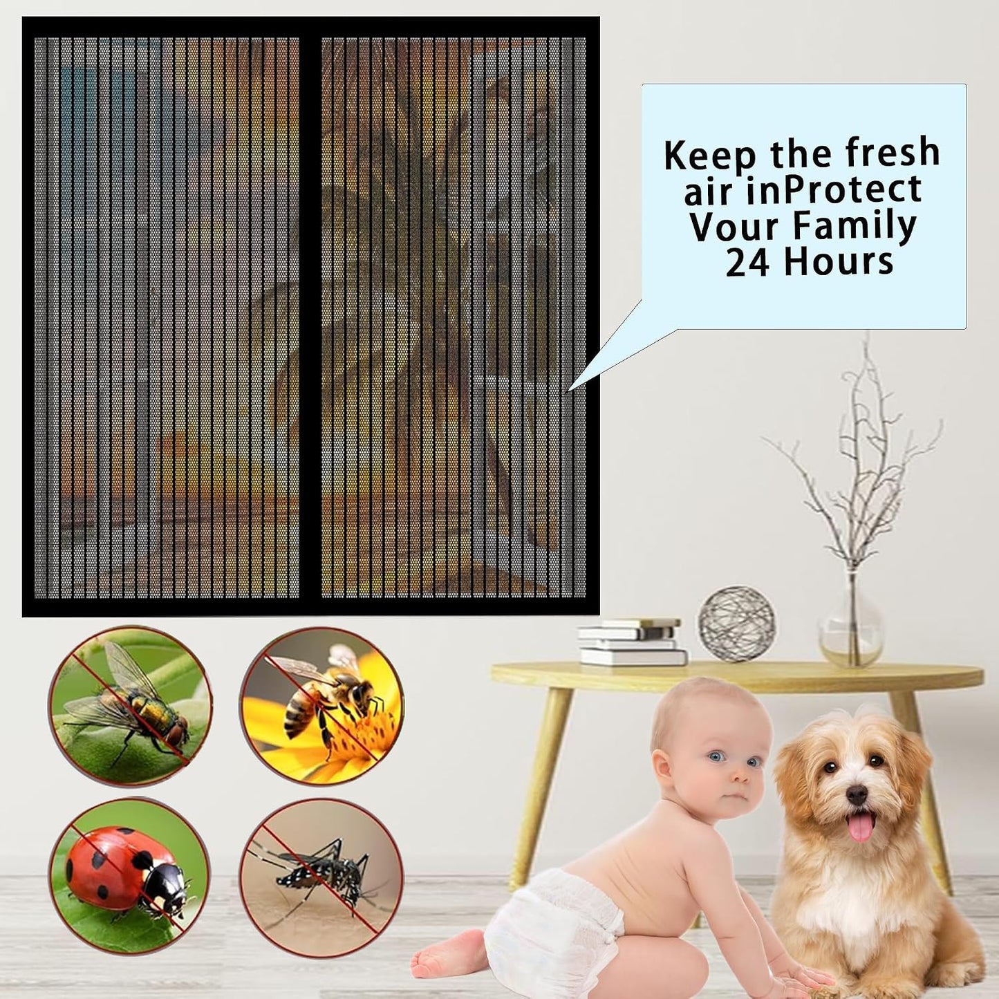  Mosquito Net For Windows 103 X 170 Cm No Drilling Magnetic Adsorption For Corridors Windows Patio, White