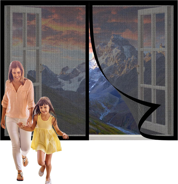  Window Mosquito Net 168 X 140 Cm Adjustable Powerful Magnets For Doors Windows Balcony Living Room Black