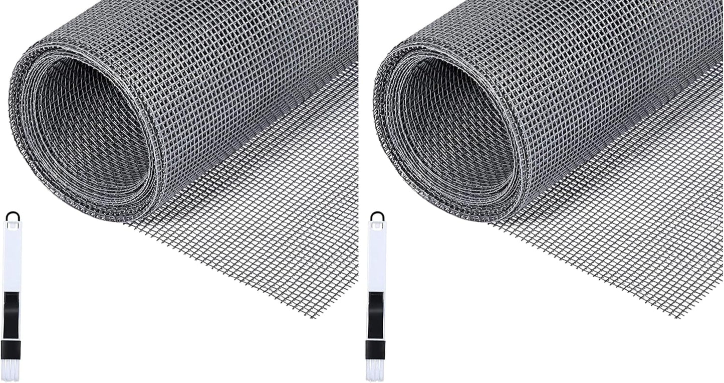  Fillis Window Insect Screen, 150 X 500 Cm, Fibreglass Insect Screen By The Metre DIY With Cleaning Brush, Mosquito Net For Windows, Balcony Door And Living Room, Grey (Pack Of 2)