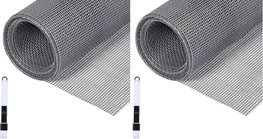 Fillis Window Insect Screen, 150 X 500 Cm, Fibreglass Insect Screen By The Metre DIY With Cleaning Brush, Mosquito Net For Windows, Balcony Door And Living Room, Grey (Pack Of 2)
