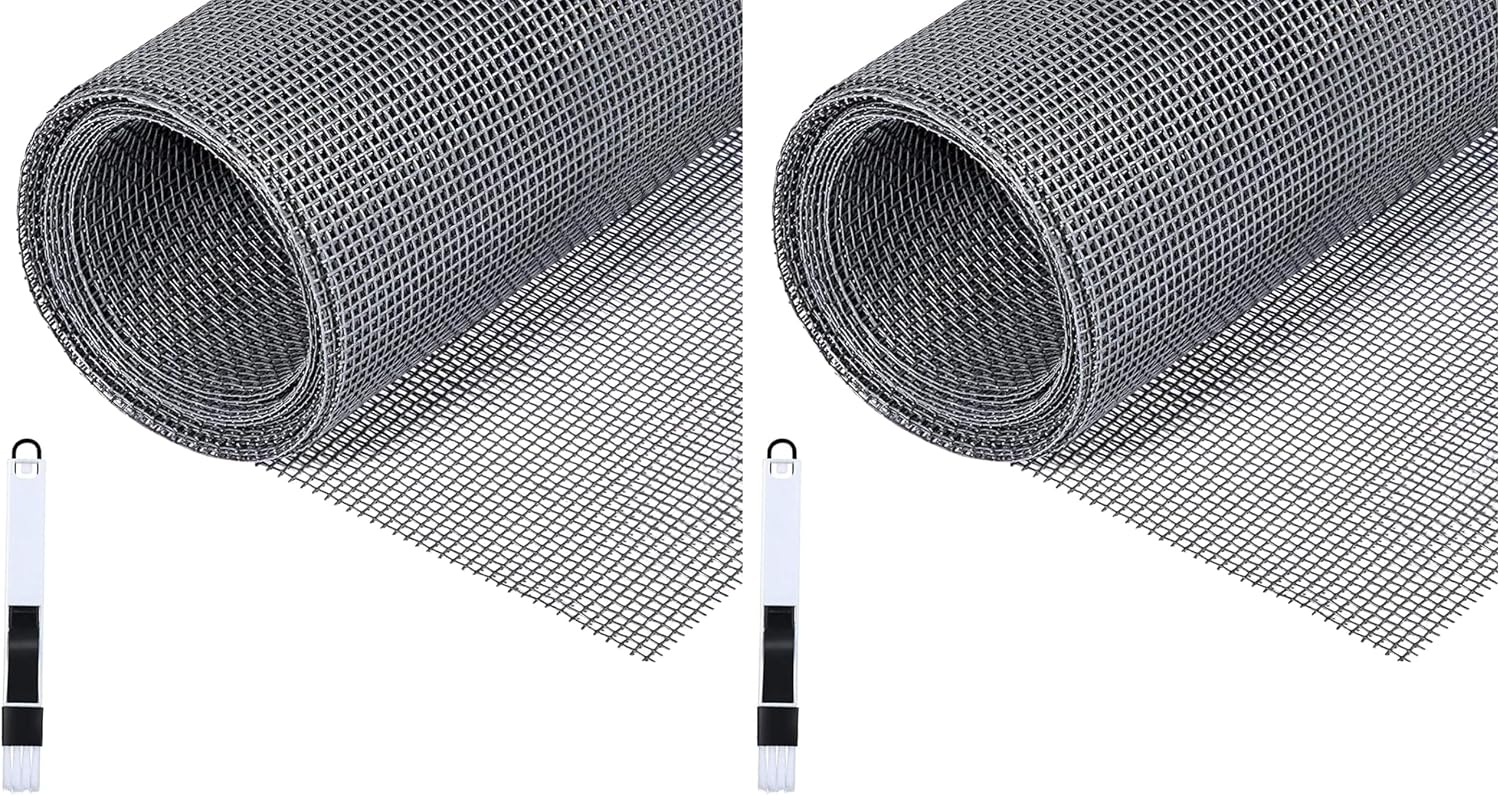  Fillis Window Fly Screen 150 X 300 Cm Fibreglass Insect Screen By The Metre DIY With Cleaning Brush, Mosquito Net For Windows, Balcony Door And Living Room, Grey