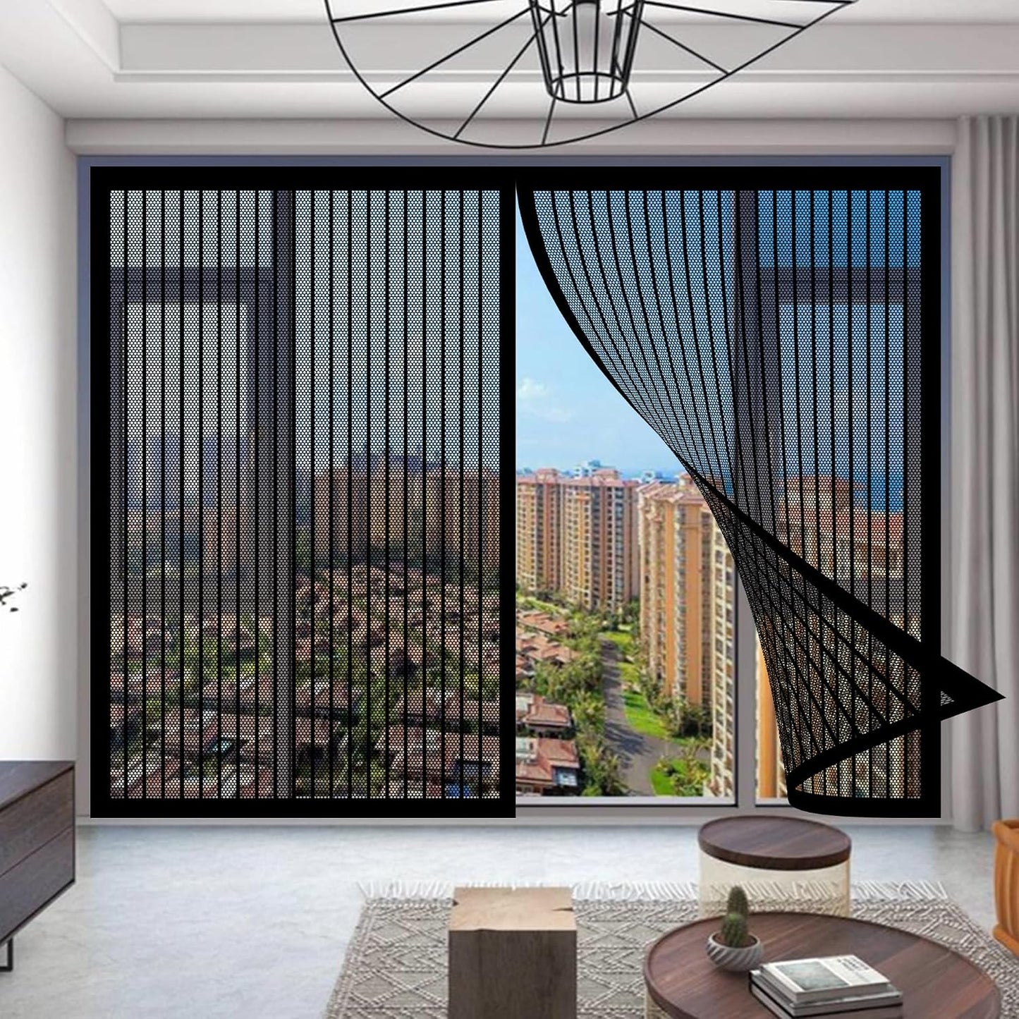  Magnetic Mosquito Net 92 X 79 Cm Easy To Install Without Drilling For Hallways, Living Room, Kitchen, Bay Window, White