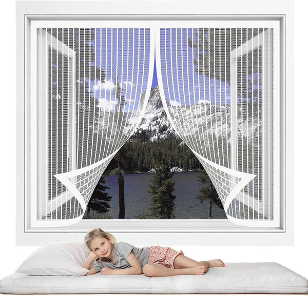  Magnetic Mosquito Net 132 X 103 Cm Automatic Roll-Up Without Drilling For All Types Of Windows, White