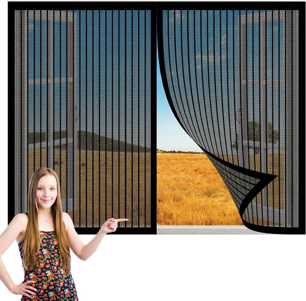  Magnetic Window Mosquito Net 126 X 204 Cm Magnetic Mosquito Net Without Tools Powerful Magnets For Window Doors Patio, Black